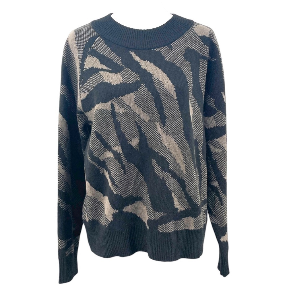 Athleta Women's Jacquard Camo Crewneck Thermolite Sweater, Black/Brown, XS